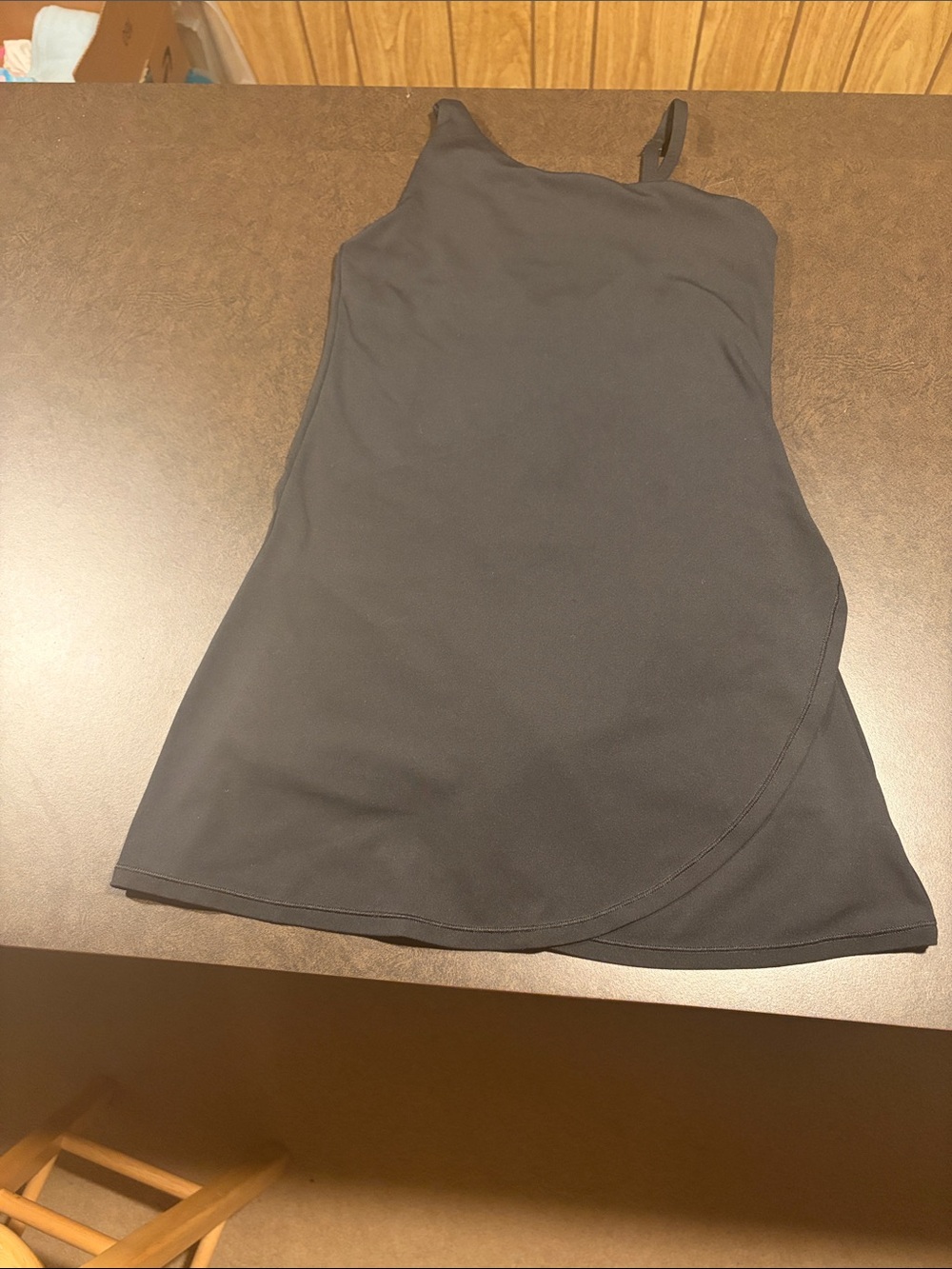 Athleta Black One-Shoulder Mini Dress with Asymmetric Curved Hem